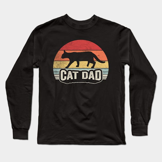 Retro Vintage Cat Dad Funny Black Cat Cat Father Fur Dad Cat Lover Gift Long Sleeve T-Shirt by SomeRays